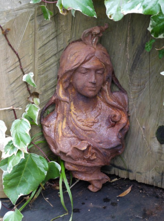 Rusty Cast Iron Lady Bust