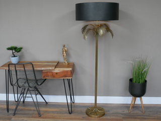 Vintage 70s Gold Palm Tree Floor Lamp