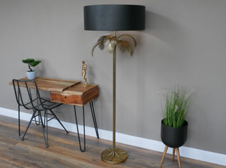 Vintage 70s Gold Palm Tree Floor Lamp