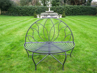 Grey Metal Garden Bench