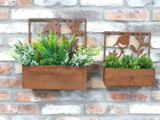 Pair of Rusty Garden Wall Planters