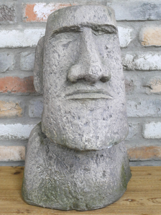 Stone Moai Face Bust Head Planter