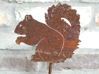 Rusty Metal Squirrel Stake Garden