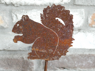 Rusty Metal Squirrel Stake Garden