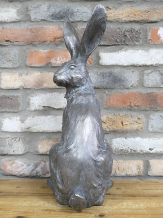 Large Silver Sitting Hare Garden Ornament