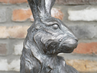 Large Silver Sitting Hare Garden Ornament