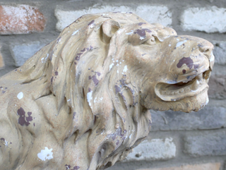 Large Rustic Lion Garden Ornament