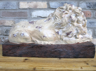 Large Rustic Resting Lion Garden Ornament
