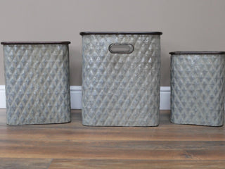 Set of 3 Galvanised Zinc Planters