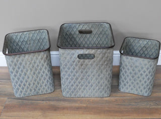 Set of 3 Galvanised Zinc Planters