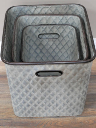 Set of 3 Galvanised Zinc Planters