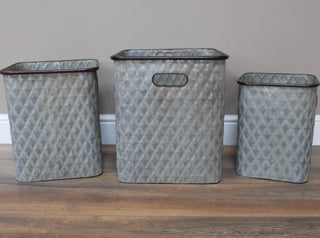 Set of 3 Galvanised Zinc Planters