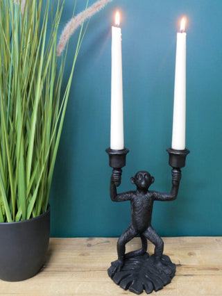 Black Monkey Gorilla Dinner Candelabra Candle Stick Holder Statue Ornament