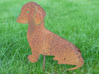 Rusty Metal Dachshund Garden Stake