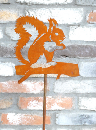 Rusty Metal Garden Squirrel Garden Stake