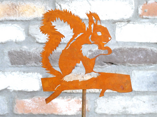 Rusty Metal Garden Squirrel Garden Stake