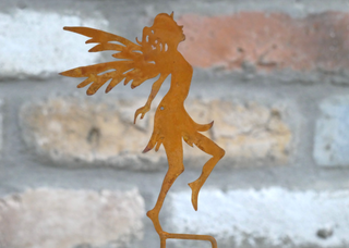 Set of 6 Rusty Metal Fairy Garden Stakes