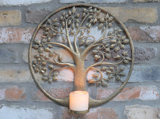 Gold Tree Wall Lantern
