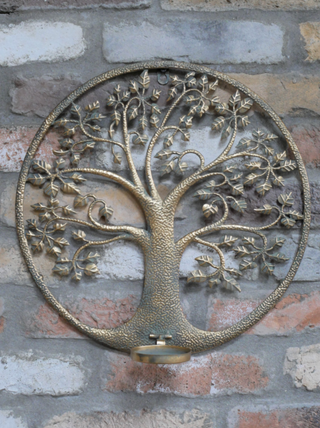 Gold Tree Wall Lantern