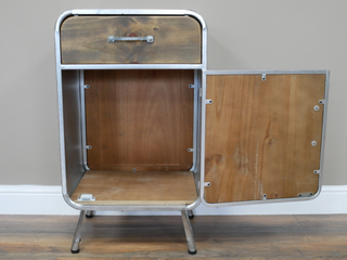 Industrial Wooden & Metal Bedside Table