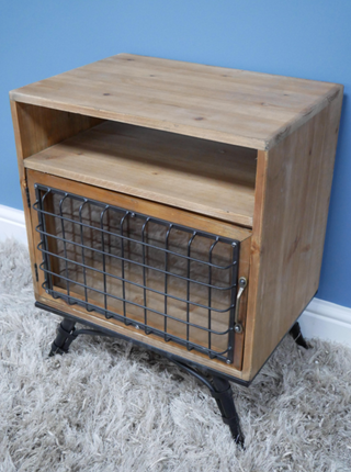 Industrial Wooden & Metal Bedside Table