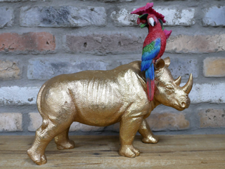 Metallic Rhino & Parrot Ornament