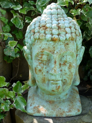 Large Teal Buddha Head Bust