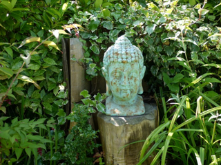 Large Teal Buddha Head Bust