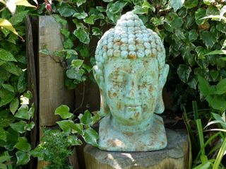 Large Teal Buddha Head Bust