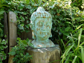 Large Teal Buddha Head Bust