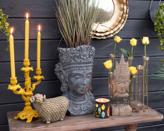 Mustard Flocked Candelabra