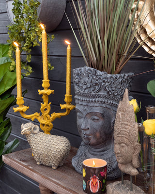Mustard Flocked Candelabra