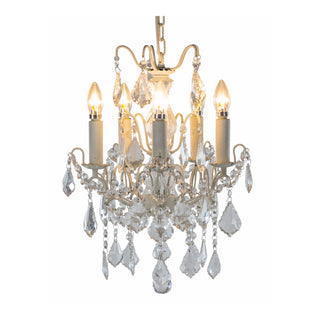 Antique White 5 Branch Chandelier