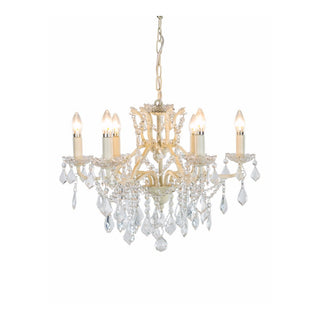 Antique White 6 Branch Chandelier