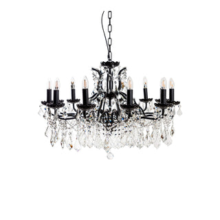 Large 12 Branch Matt Black Chandelier