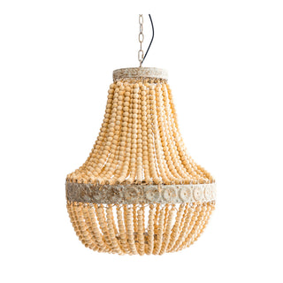 Large Bohemian Wooden-Beaded Chandelier
