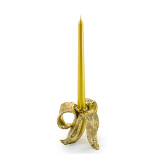 Peeled Antique Gold Banana Candle Holder