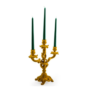 Mustard Flocked Candelabra