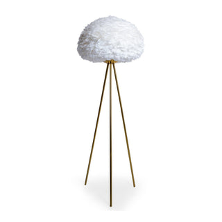 White Feather & Brass Tripod Floor Lamp