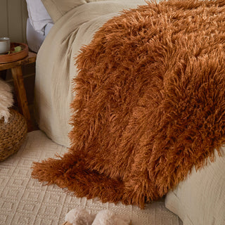 Rowan Faux Fur Throw Ginger